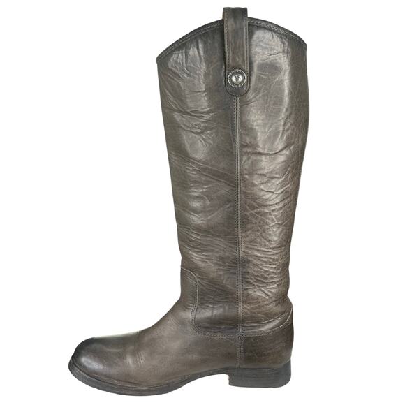 Frye Women’s Melissa Button Gray Leather Lug Sole Riding Boot Size US 9 - Picture 2 of 9